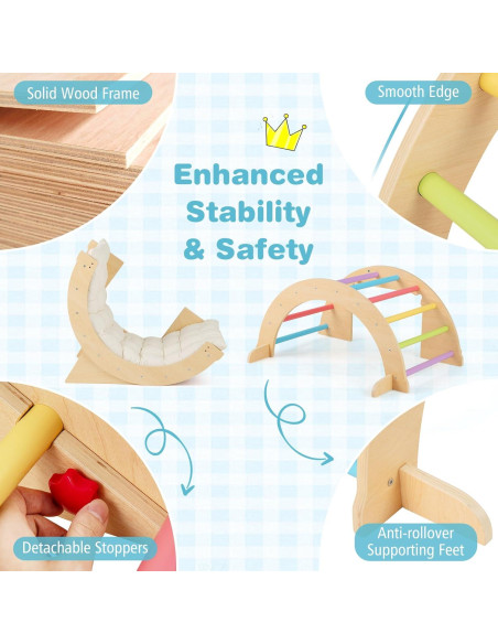 Arco de Escalada 6 en 1 Costzon para Niños - Madera y Cojín