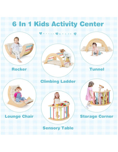 Arco de Escalada 6 en 1 Costzon para Niños - Madera y Cojín