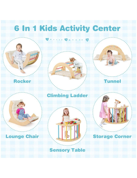 Arco de Escalada 6 en 1 Costzon para Niños - Madera y Cojín