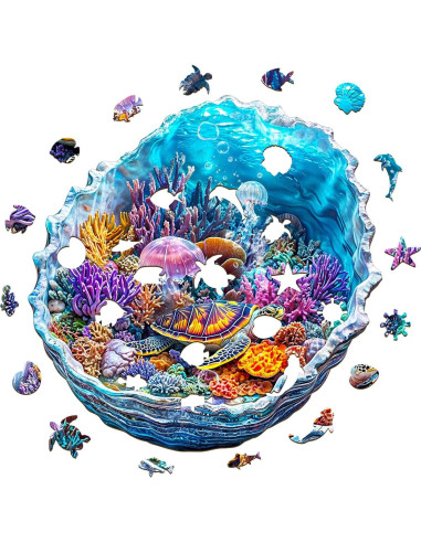 Rompecabezas de Madera KAAYEE 3D Tortuga Océano 90 Piezas