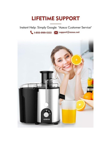 Exprimidor AZEUS JC0257 400W Doble Velocidad 100% Libre de BPA