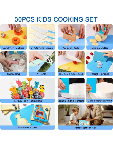 Juego de cocina para niños 30 piezas Carolart - Cuchillos seguros