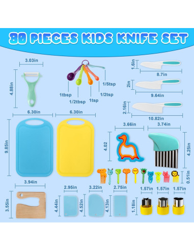 Juego de cocina para niños 30 piezas Carolart - Cuchillos seguros