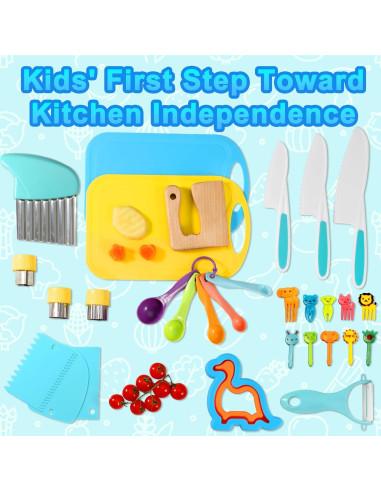Juego de cocina para niños 30 piezas Carolart - Cuchillos seguros