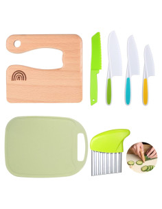 Juego de cuchillos para niños CHENGU 7 piezas con tabla
