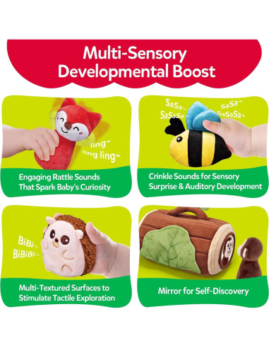 Juguete Sensorial para Bebés Cutezone - Tronco con Animales 6-12 Meses