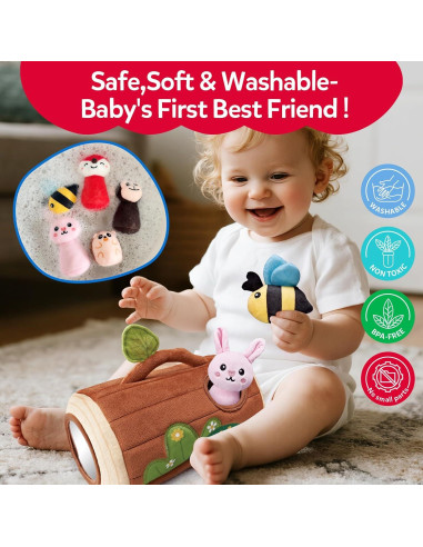 Juguete Sensorial para Bebés Cutezone - Tronco con Animales 6-12 Meses