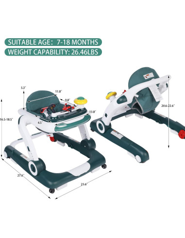 Andador para Bebés Kinder King 5 en 1 Ajustable con Música