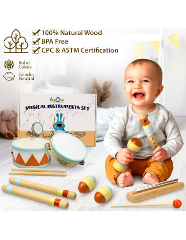 Conjunto Musical Montessori MiniArtis - Batería y Percusión 1-3 Años