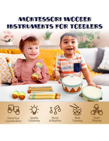 Conjunto Musical Montessori MiniArtis - Batería y Percusión 1-3 Años