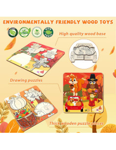 Rompecabezas de Madera Otoñal Gisgfim 3 Piezas 25x25 cm 2