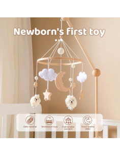 Móvil para Cuna Ikubigu Beige - Juguete Calmante Bebé 2