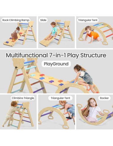 Juego de Triángulo Pikler 7 en 1 CMFYDAILY - Escalada y Juguetes