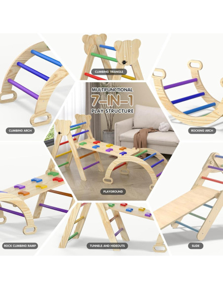 Juego de Triángulo Pikler 7 en 1 CMFYDAILY - Escalada y Juguetes