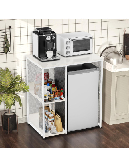 Gabinete de Café KirKical Blanco con Soporte para Mini Nevera