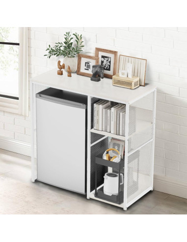 Gabinete de Café KirKical Blanco con Soporte para Mini Nevera