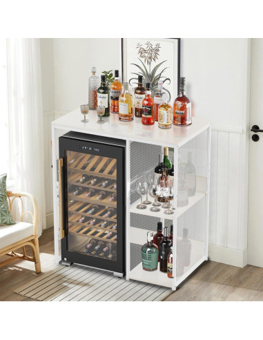 Gabinete de Café KirKical Blanco con Soporte para Mini Nevera