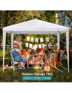 Carpa de Fiesta 10x10 BNSPLY Blanca con 3 Paredes Removibles 2