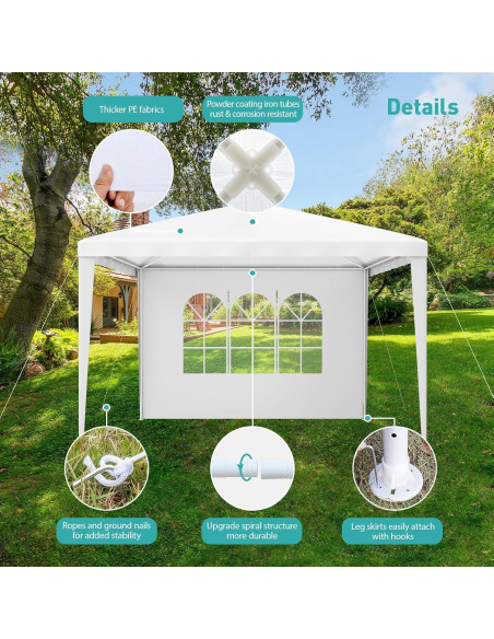 Carpa de Fiesta 10x10 BNSPLY Blanca con 3 Paredes Removibles