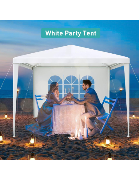 Carpa de Fiesta 10x10 BNSPLY Blanca con 3 Paredes Removibles