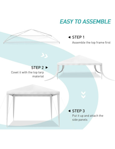 Carpa de Fiesta 10x10 BNSPLY Blanca con 3 Paredes Removibles