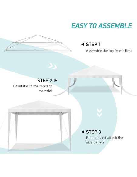 Carpa de Fiesta 10x10 BNSPLY Blanca con 3 Paredes Removibles