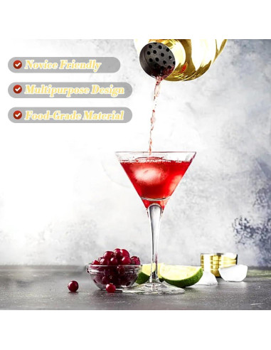 Shaker de cóctel NewGF 739 ml con colador y tapa medidora