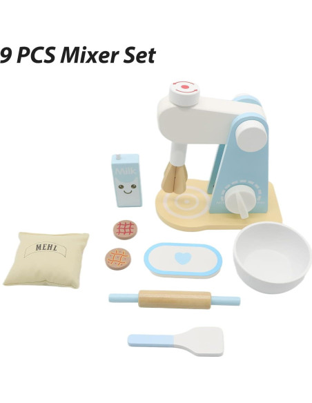 Juego de Mezclador de Cocina de Madera AEECASI 9 Piezas