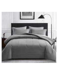 Conjunto Edredón Queen 7 Piezas Maple&Stone Gris Suave