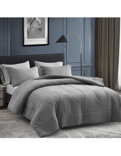 Conjunto Edredón Queen 7 Piezas Maple&Stone Gris Suave 2