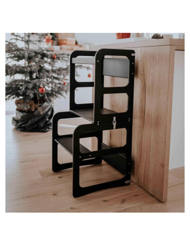 Torre de Cocina Montessori Sweet Home 2-en-1 Negra