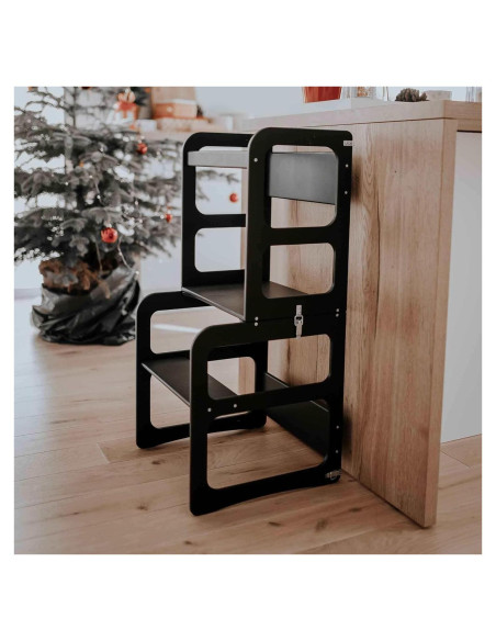 Torre de Cocina Montessori Sweet Home 2-en-1 Negra