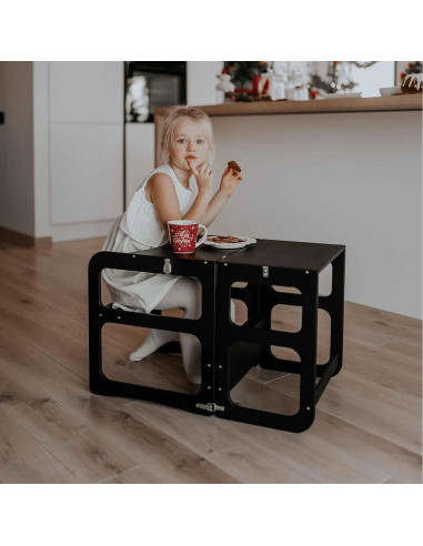 Torre de Cocina Montessori Sweet Home 2-en-1 Negra