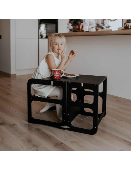 Torre de Cocina Montessori Sweet Home 2-en-1 Negra