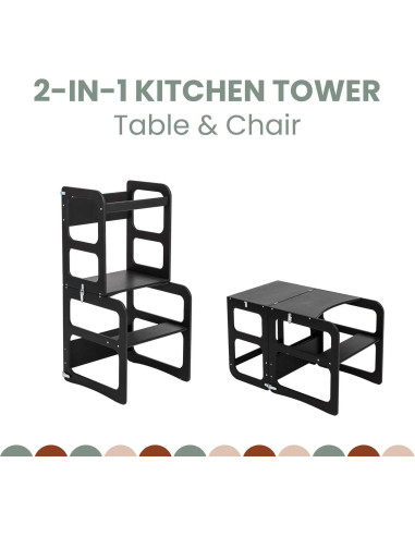 Torre de Cocina Montessori Sweet Home 2-en-1 Negra
