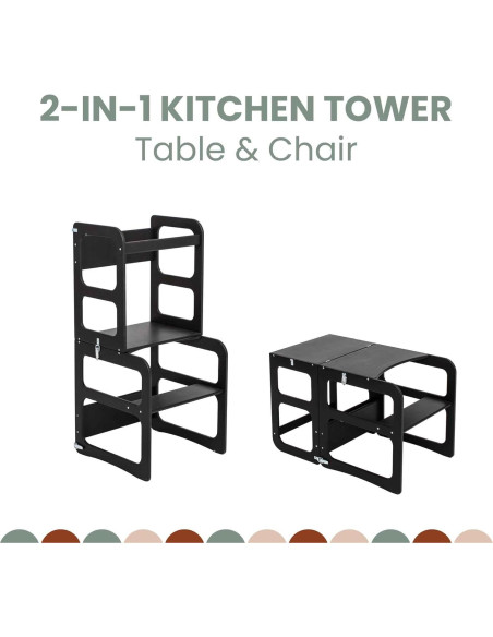 Torre de Cocina Montessori Sweet Home 2-en-1 Negra