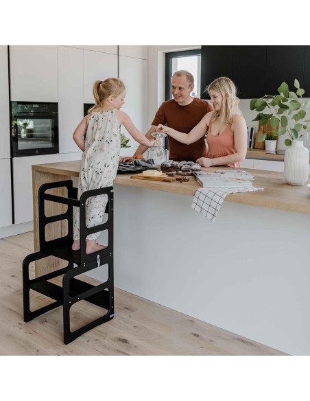 Torre de Cocina Montessori Sweet Home 2-en-1 Negra