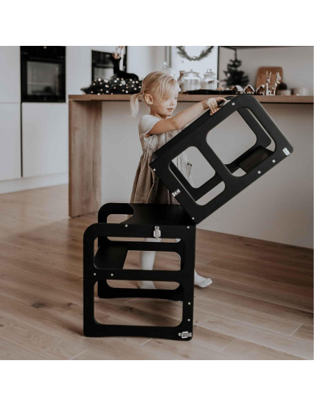 Torre de Cocina Montessori Sweet Home 2-en-1 Negra