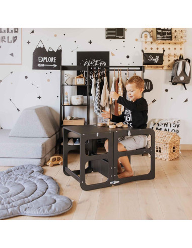 Torre de Cocina Montessori Sweet Home 2-en-1 Negra