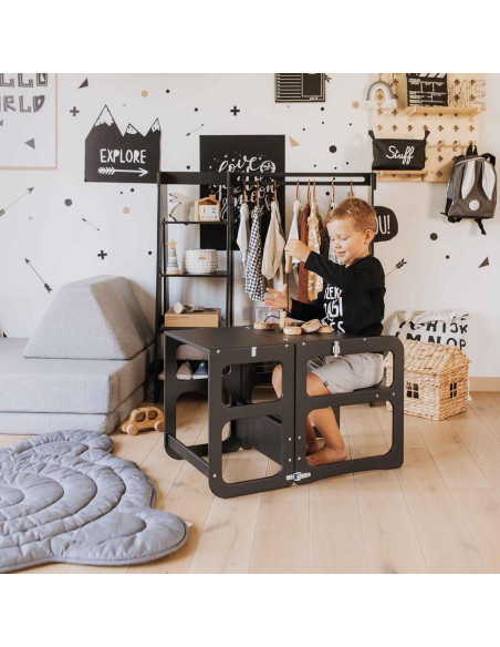 Torre de Cocina Montessori Sweet Home 2-en-1 Negra