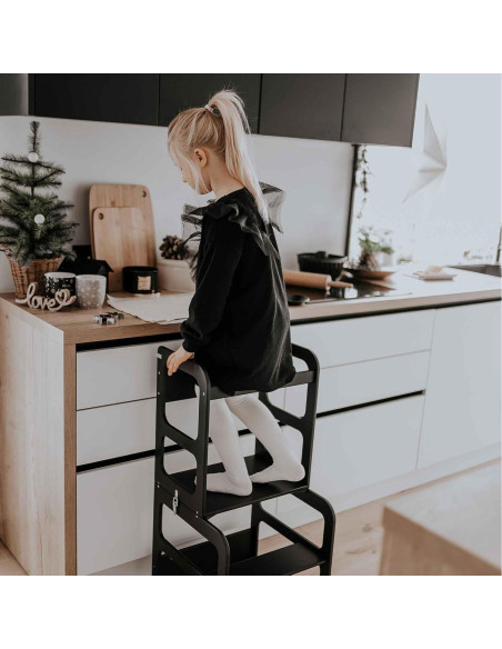 Torre de Cocina Montessori Sweet Home 2-en-1 Negra