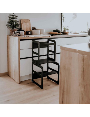 Torre de Cocina Montessori Sweet Home 2-en-1 Negra