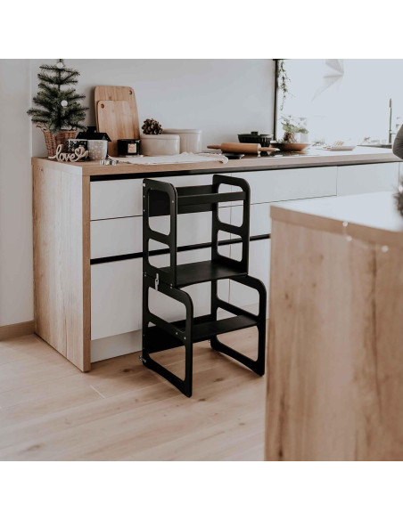 Torre de Cocina Montessori Sweet Home 2-en-1 Negra