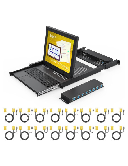 Conmutador KVM VGA 16 Puertos Yinker con LCD 17'' Integrado