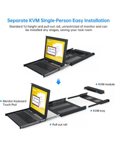 Conmutador KVM VGA 16 Puertos Yinker con LCD 17'' Integrado 2