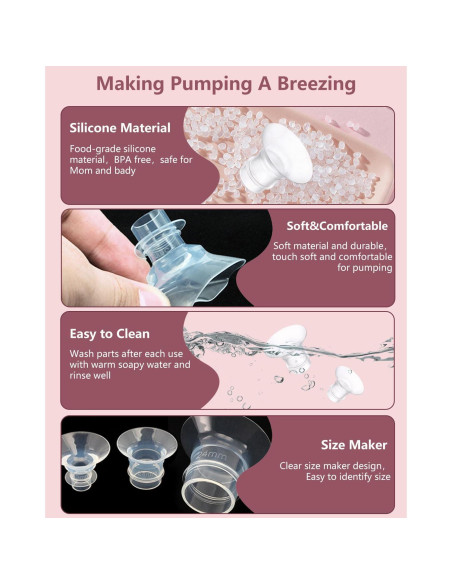 6 Piezas Inserto de Flange 14mm Silicona para Extractor de Leche