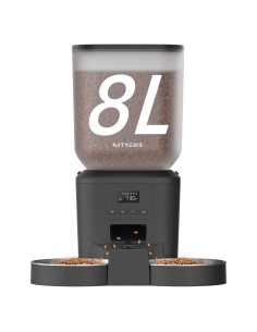 Comedero Automático Nityers para 2 Gatos 8L Pantalla LCD