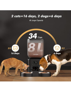 Comedero Automático Nityers para 2 Gatos 8L Pantalla LCD 2