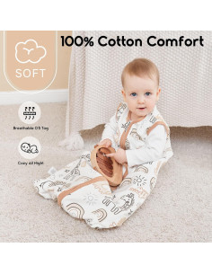 Saco de Sueño para Bebés Yoofoss 6-12 Meses 0.5 Tog Algodón 2