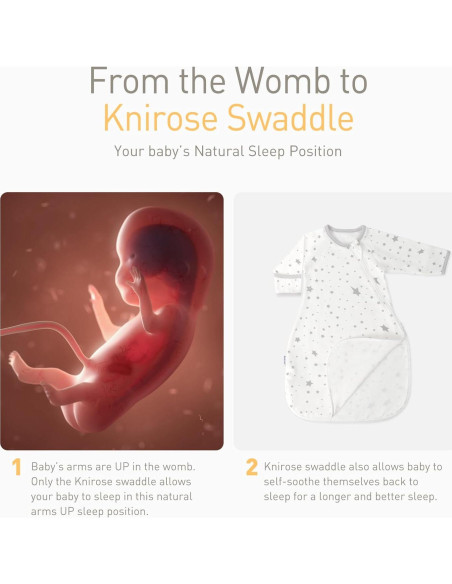 Saco de Swaddle Transicional Knirose Algodón Orgánico 0-3 Meses